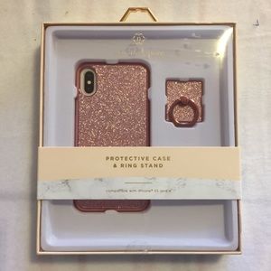 Nicole Miller iphone xs x Case Stand Pink Glitter